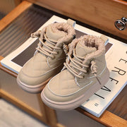 2024 Trend Fashion Winter Boots For Girls Korean Style PU Leather Children's Snow Boots Thick Warm Plush Shoes For Kids Faux Fur