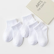 5 Pairs/Lot 2023 New Summer Children Socks Cotton Fashion Black White Gray For 1-12 Years Kids Teen Student Baby Girl Boy Socks