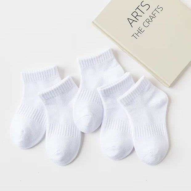 5 Pairs/Lot 2023 New Summer Children Socks Cotton Fashion Black White Gray For 1-12 Years Kids Teen Student Baby Girl Boy Socks