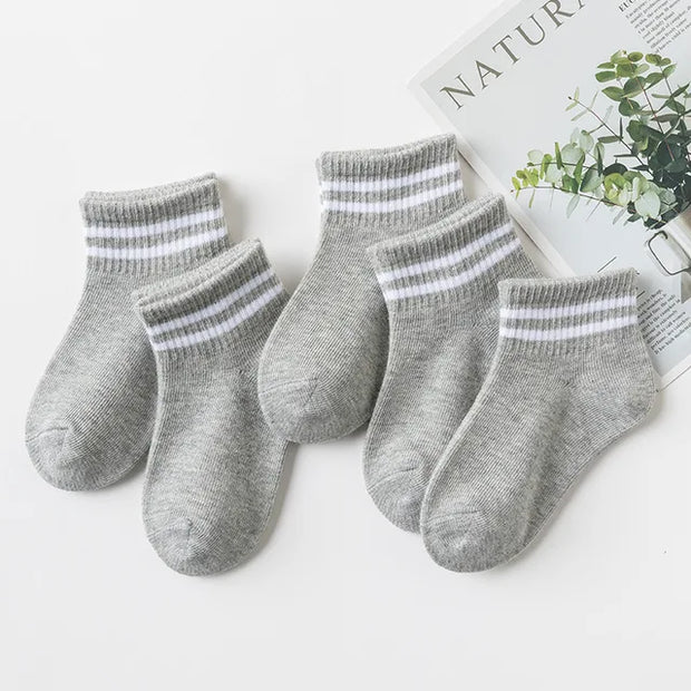 5 Pairs/Lot 2023 New Summer Children Socks Cotton Fashion Black White Gray For 1-12 Years Kids Teen Student Baby Girl Boy Socks