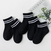 5 Pairs/Lot 2023 New Summer Children Socks Cotton Fashion Black White Gray For 1-12 Years Kids Teen Student Baby Girl Boy Socks