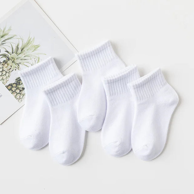 5 Pairs/Lot 2023 New Summer Children Socks Cotton Fashion Black White Gray For 1-12 Years Kids Teen Student Baby Girl Boy Socks