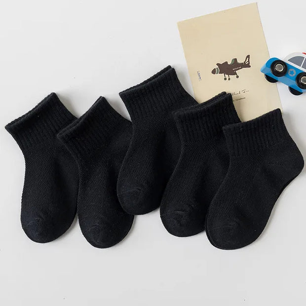 5 Pairs/Lot 2023 New Summer Children Socks Cotton Fashion Black White Gray For 1-12 Years Kids Teen Student Baby Girl Boy Socks