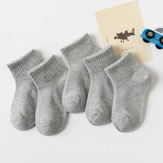 5 Pairs/Lot 2023 New Summer Children Socks Cotton Fashion Black White Gray For 1-12 Years Kids Teen Student Baby Girl Boy Socks