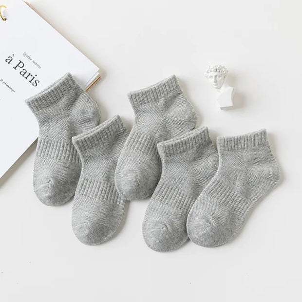 5 Pairs/Lot 2023 New Summer Children Socks Cotton Fashion Black White Gray For 1-12 Years Kids Teen Student Baby Girl Boy Socks