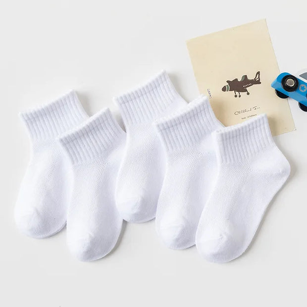 5 Pairs/Lot 2023 New Summer Children Socks Cotton Fashion Black White Gray For 1-12 Years Kids Teen Student Baby Girl Boy Socks