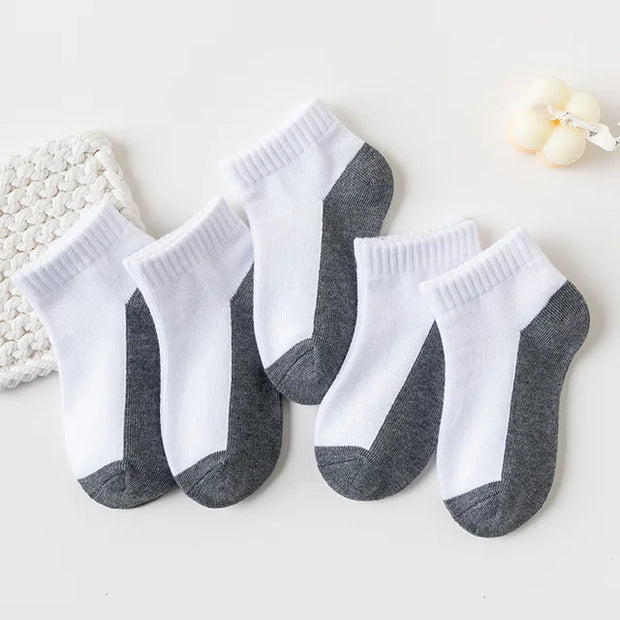 5 Pairs/Lot 2023 New Summer Children Socks Cotton Fashion Black White Gray For 1-12 Years Kids Teen Student Baby Girl Boy Socks