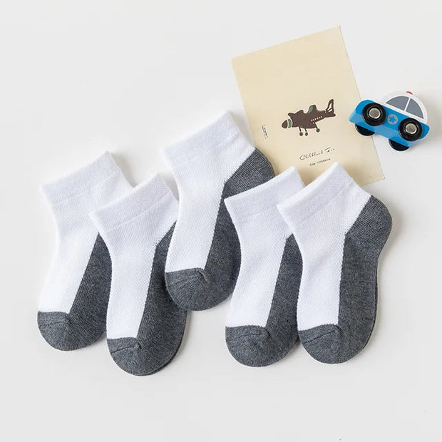 5 Pairs/Lot 2023 New Summer Children Socks Cotton Fashion Black White Gray For 1-12 Years Kids Teen Student Baby Girl Boy Socks
