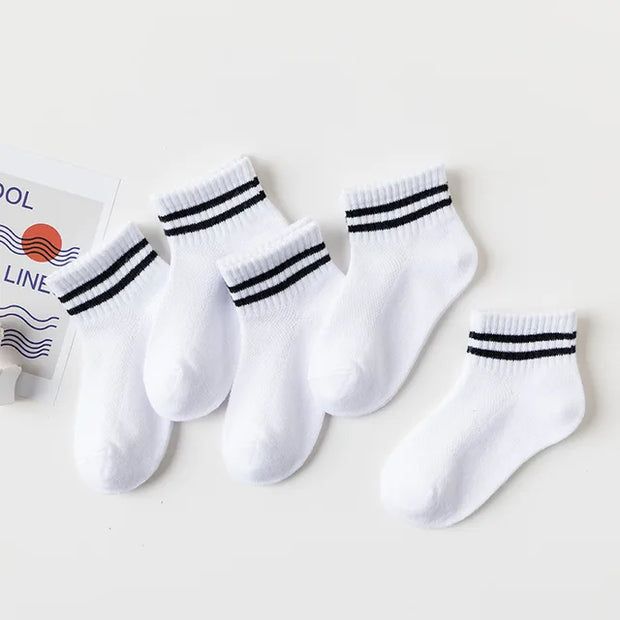 5 Pairs/Lot 2023 New Summer Children Socks Cotton Fashion Black White Gray For 1-12 Years Kids Teen Student Baby Girl Boy Socks