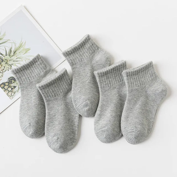 5 Pairs/Lot 2023 New Summer Children Socks Cotton Fashion Black White Gray For 1-12 Years Kids Teen Student Baby Girl Boy Socks