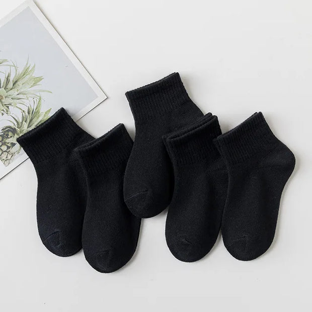 5 Pairs/Lot 2023 New Summer Children Socks Cotton Fashion Black White Gray For 1-12 Years Kids Teen Student Baby Girl Boy Socks