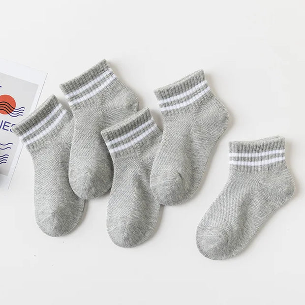 5 Pairs/Lot 2023 New Summer Children Socks Cotton Fashion Black White Gray For 1-12 Years Kids Teen Student Baby Girl Boy Socks