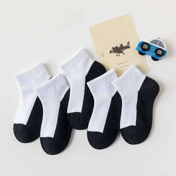 5 Pairs/Lot 2023 New Summer Children Socks Cotton Fashion Black White Gray For 1-12 Years Kids Teen Student Baby Girl Boy Socks