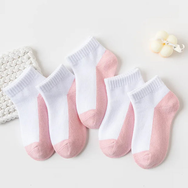 5 Pairs/Lot 2023 New Summer Children Socks Cotton Fashion Black White Gray For 1-12 Years Kids Teen Student Baby Girl Boy Socks