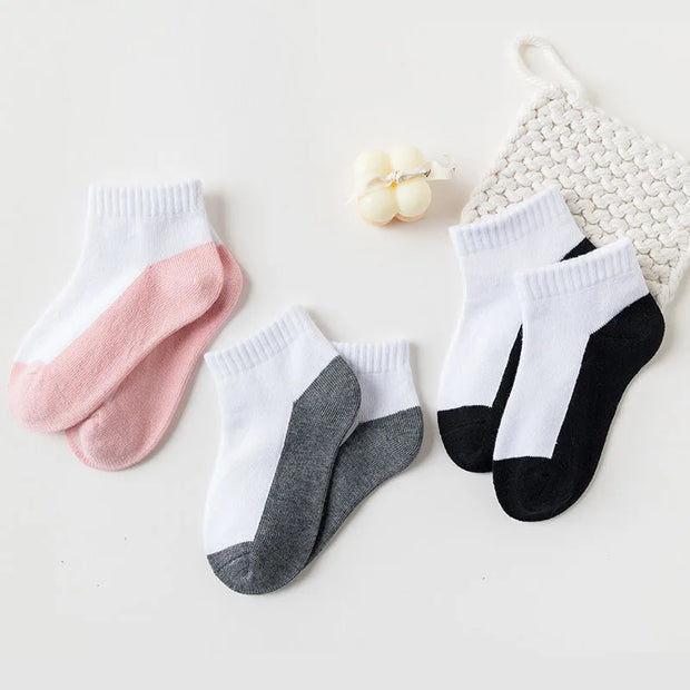 5 Pairs/Lot 2023 New Summer Children Socks Cotton Fashion Black White Gray For 1-12 Years Kids Teen Student Baby Girl Boy Socks