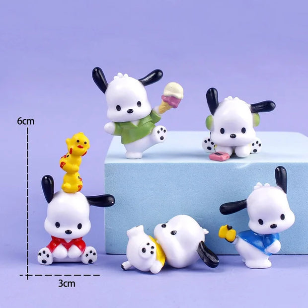 5style 5pcs Sanrio Figures Toys Kawaii Anime Cinnamoroll Kurumi My Melody Doll Decorative Ornament Children Christmas Gift