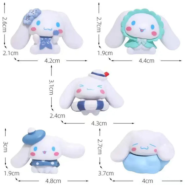 5style 5pcs Sanrio Figures Toys Kawaii Anime Cinnamoroll Kurumi My Melody Doll Decorative Ornament Children Christmas Gift