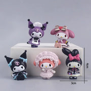 5style 5pcs Sanrio Figures Toys Kawaii Anime Cinnamoroll Kurumi My Melody Doll Decorative Ornament Children Christmas Gift