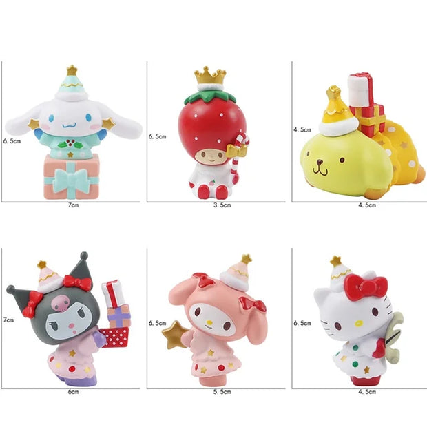 5style 5pcs Sanrio Figures Toys Kawaii Anime Cinnamoroll Kurumi My Melody Doll Decorative Ornament Children Christmas Gift