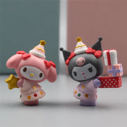 5style 5pcs Sanrio Figures Toys Kawaii Anime Cinnamoroll Kurumi My Melody Doll Decorative Ornament Children Christmas Gift
