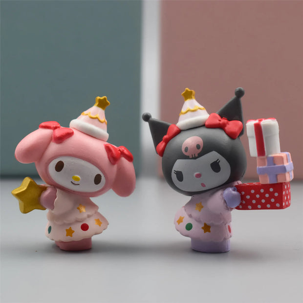 5style 5pcs Sanrio Figures Toys Kawaii Anime Cinnamoroll Kurumi My Melody Doll Decorative Ornament Children Christmas Gift