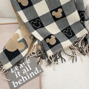 Cartoon Disney Women Scarf Cute Mickey Figure Cashmere Scarf Fashion Girls Winter Warm Soft Scarf Christmas Kawaii Holiday Gifts