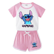 Children Summer Cartoon Sets Toddler Boy Girl Stitch  Printing Cotton T-shirts and Shorts 2pcs Set Kids Casual Tracksuits Suits
