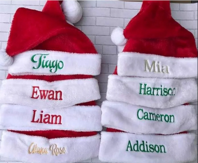 Custom Christmas Santa Hat Embroidered Name Christmas Party Decoration Hat X-Mas Party Happy New Year