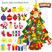 DIY Felt Christmas Tree 2024 Merry Christmas Decorations for Home Navidad Xmas Tree with Light Christmas Ornaments New Year Gift