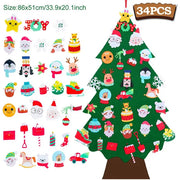 DIY Felt Christmas Tree 2024 Merry Christmas Decorations for Home Navidad Xmas Tree with Light Christmas Ornaments New Year Gift