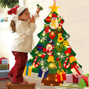 DIY Felt Christmas Tree 2024 Merry Christmas Decorations for Home Navidad Xmas Tree with Light Christmas Ornaments New Year Gift