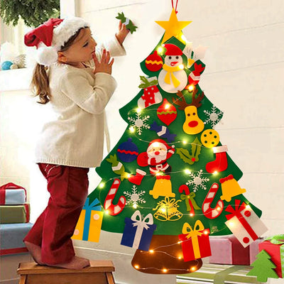 DIY Felt Christmas Tree 2024 Merry Christmas Decorations for Home Navidad Xmas Tree with Light Christmas Ornaments New Year Gift