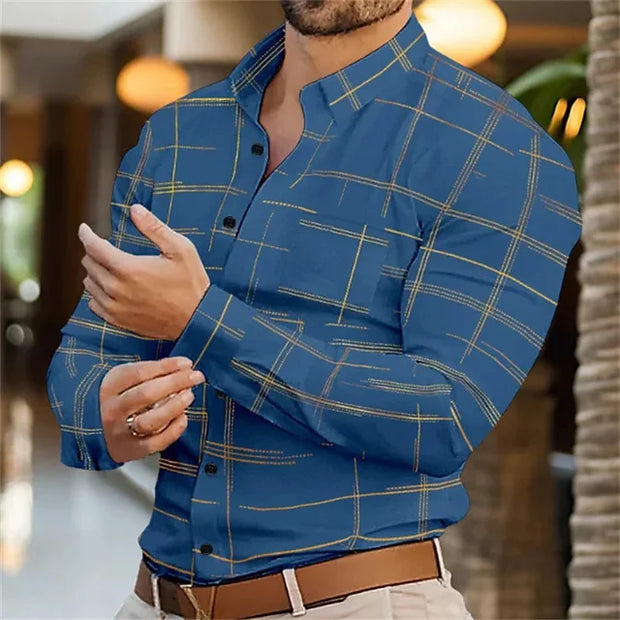 Men's Hawaiian shirt long sleeve single breasted lapel casual cardigan spring summer autumn winter daily outing men's wear