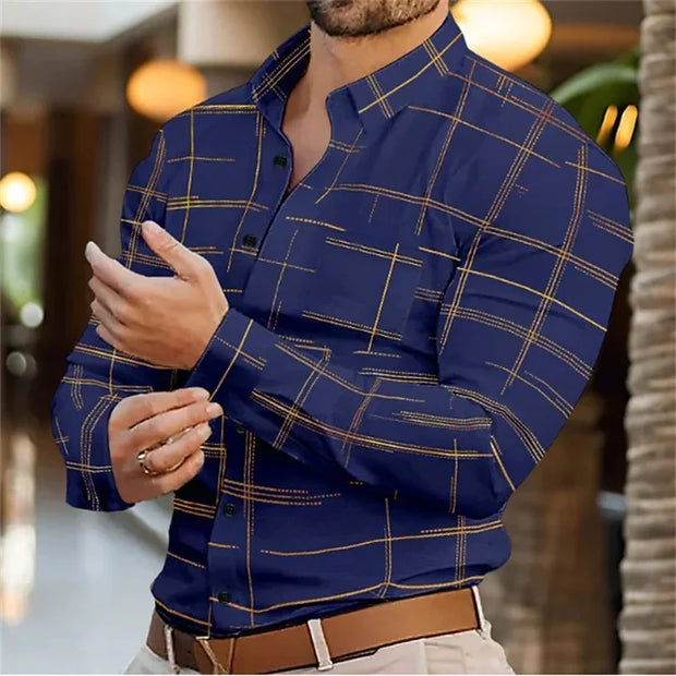 Men's Hawaiian shirt long sleeve single breasted lapel casual cardigan spring summer autumn winter daily outing men's wear