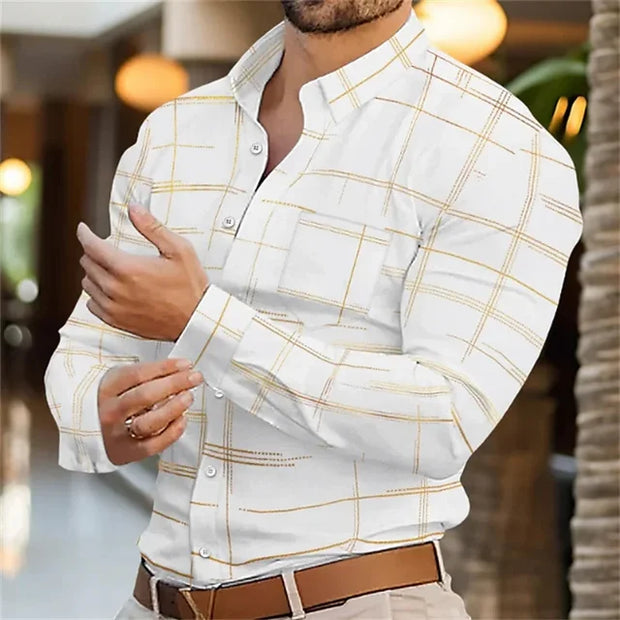 Men's Hawaiian shirt long sleeve single breasted lapel casual cardigan spring summer autumn winter daily outing men's wear