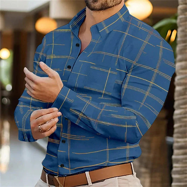 Men's Hawaiian shirt long sleeve single breasted lapel casual cardigan spring summer autumn winter daily outing men's wear