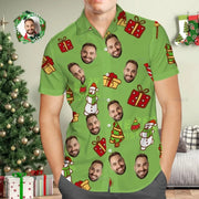 Small Size Men's Fashion 3D Custom Faces Santa Xmas Print Shirts Happy Christmas Graphic Shirts & Blouses Kid Short Shirts Tops