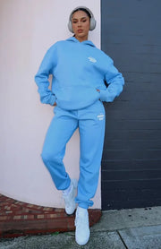 Spring, autumn and winter new women's suit fashion sports long sleeve pullover hooded sweatshirt set