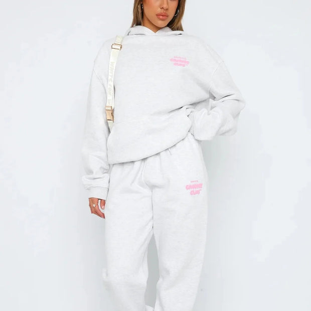 Spring, autumn and winter new women's suit fashion sports long sleeve pullover hooded sweatshirt set