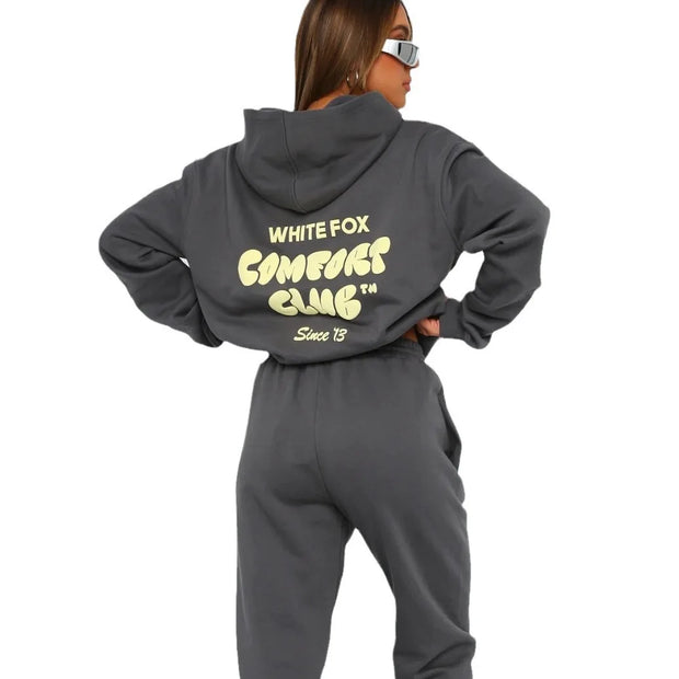 Spring, autumn and winter new women's suit fashion sports long sleeve pullover hooded sweatshirt set