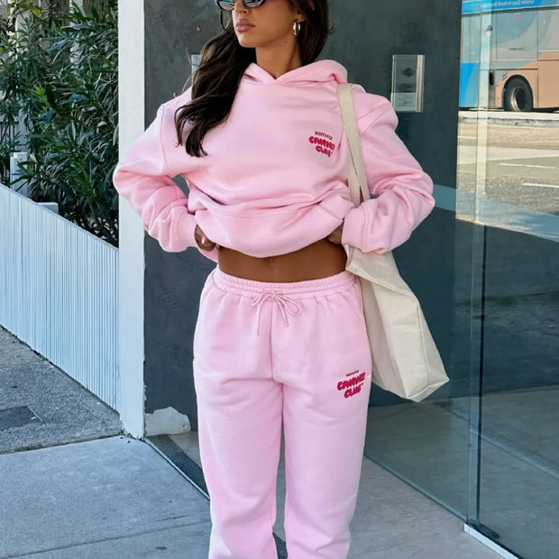 Spring, autumn and winter new women's suit fashion sports long sleeve pullover hooded sweatshirt set
