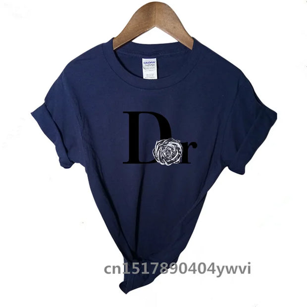 Women's casual printed loose T-shirt, spring and summer short sleeved minimalist top, 2024 fashionable clothing trend, women's t
