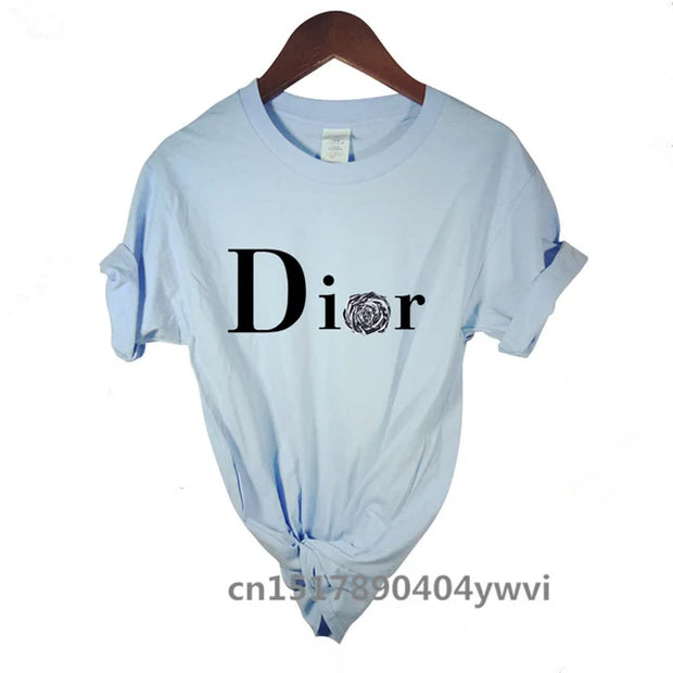 Women's casual printed loose T-shirt, spring and summer short sleeved minimalist top, 2024 fashionable clothing trend, women's t