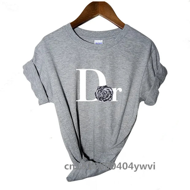 Women's casual printed loose T-shirt, spring and summer short sleeved minimalist top, 2024 fashionable clothing trend, women's t