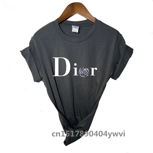 Women's casual printed loose T-shirt, spring and summer short sleeved minimalist top, 2024 fashionable clothing trend, women's t