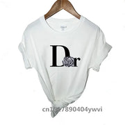 Women's casual printed loose T-shirt, spring and summer short sleeved minimalist top, 2024 fashionable clothing trend, women's t