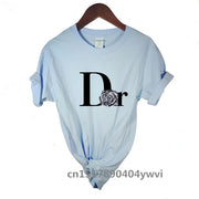 Women's casual printed loose T-shirt, spring and summer short sleeved minimalist top, 2024 fashionable clothing trend, women's t