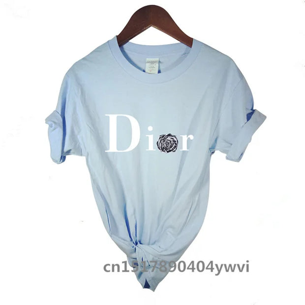 Women's casual printed loose T-shirt, spring and summer short sleeved minimalist top, 2024 fashionable clothing trend, women's t