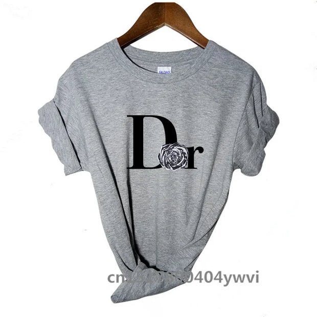 Women's casual printed loose T-shirt, spring and summer short sleeved minimalist top, 2024 fashionable clothing trend, women's t