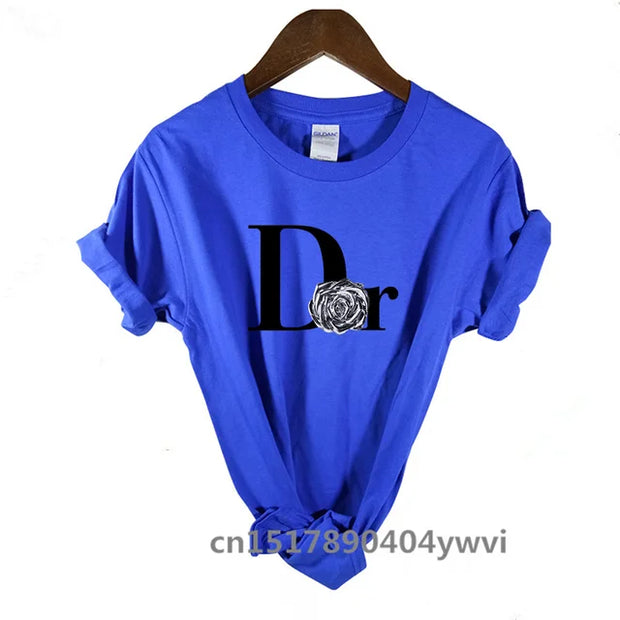 Women's casual printed loose T-shirt, spring and summer short sleeved minimalist top, 2024 fashionable clothing trend, women's t